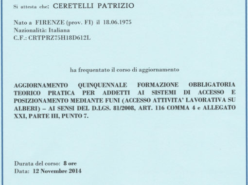 Attestato Formazione Uso Funi Ceretelli Patrizio